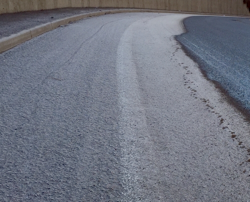 frosted road - bike lane close up
