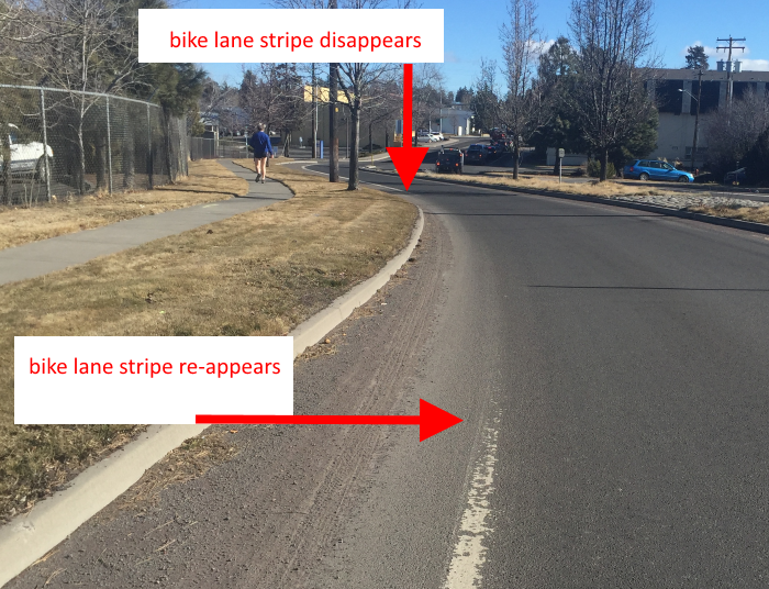 missing bike lane stripe