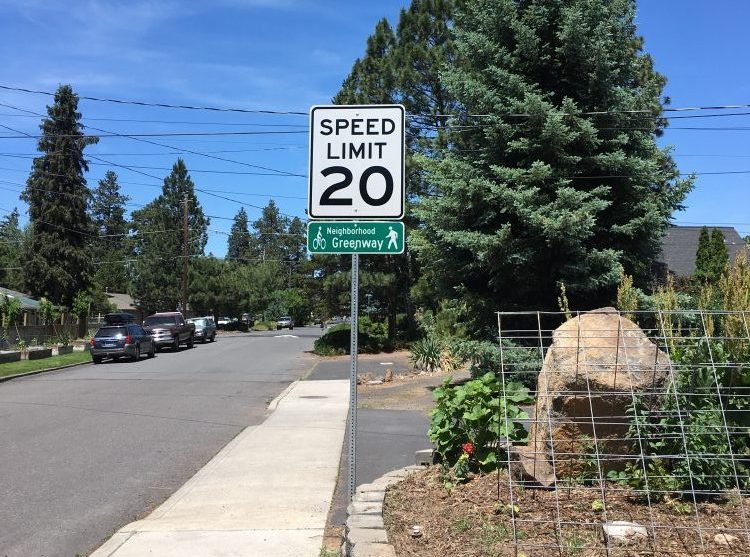 neighborhood greenway sign on NE 6th